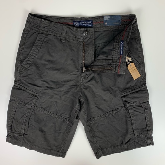 American Eagle Longer Length Cargo Shorts Gray Brown 100% Cotton Men’s Sz 32 NWT - Picture 3 of 16
